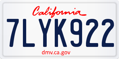CA license plate 7LYK922