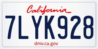 CA license plate 7LYK928