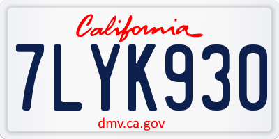 CA license plate 7LYK930