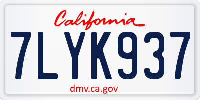 CA license plate 7LYK937