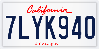 CA license plate 7LYK940