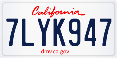 CA license plate 7LYK947