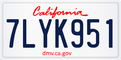 CA license plate 7LYK951