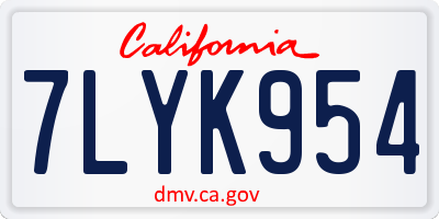 CA license plate 7LYK954