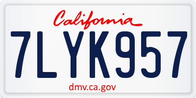 CA license plate 7LYK957