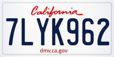 CA license plate 7LYK962