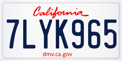 CA license plate 7LYK965