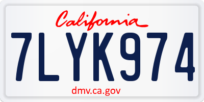 CA license plate 7LYK974