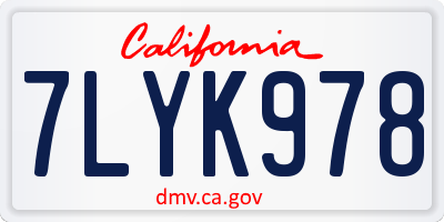 CA license plate 7LYK978