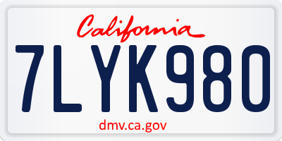 CA license plate 7LYK980