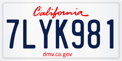CA license plate 7LYK981