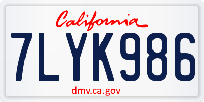 CA license plate 7LYK986