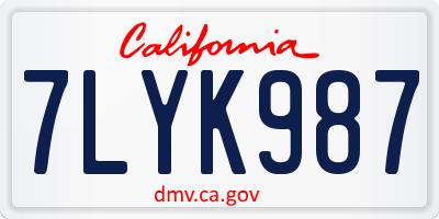 CA license plate 7LYK987