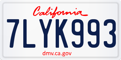 CA license plate 7LYK993