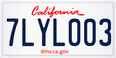 CA license plate 7LYL003