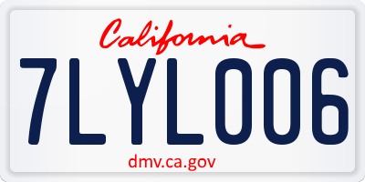 CA license plate 7LYL006