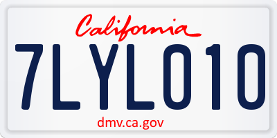 CA license plate 7LYL010