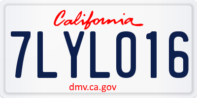 CA license plate 7LYL016