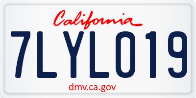 CA license plate 7LYL019