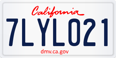 CA license plate 7LYL021