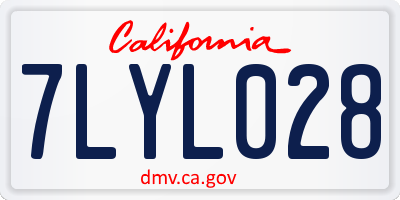 CA license plate 7LYL028