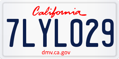 CA license plate 7LYL029