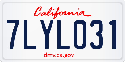 CA license plate 7LYL031