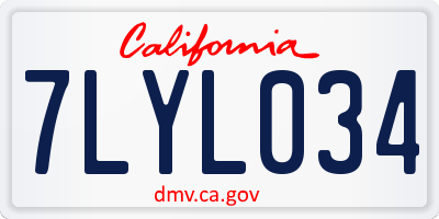 CA license plate 7LYL034