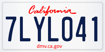 CA license plate 7LYL041