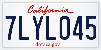 CA license plate 7LYL045