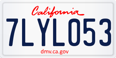 CA license plate 7LYL053
