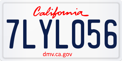 CA license plate 7LYL056