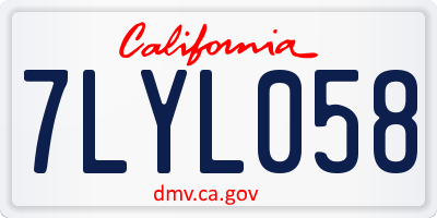 CA license plate 7LYL058