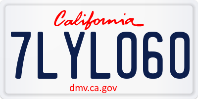 CA license plate 7LYL060