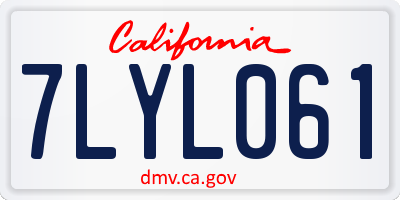 CA license plate 7LYL061
