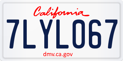 CA license plate 7LYL067