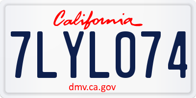 CA license plate 7LYL074