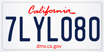 CA license plate 7LYL080