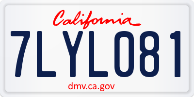 CA license plate 7LYL081