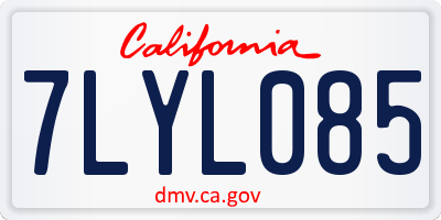 CA license plate 7LYL085