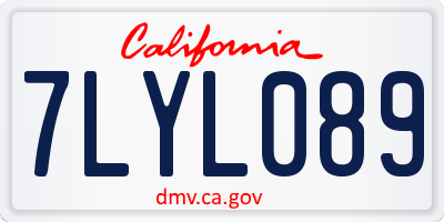 CA license plate 7LYL089