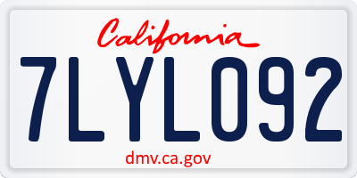 CA license plate 7LYL092