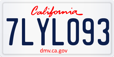 CA license plate 7LYL093