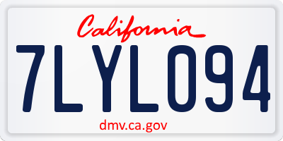 CA license plate 7LYL094