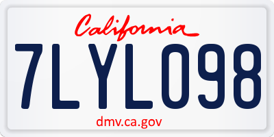 CA license plate 7LYL098