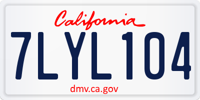 CA license plate 7LYL104