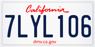 CA license plate 7LYL106