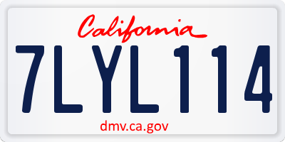 CA license plate 7LYL114