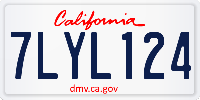 CA license plate 7LYL124