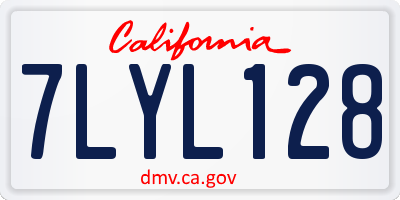 CA license plate 7LYL128